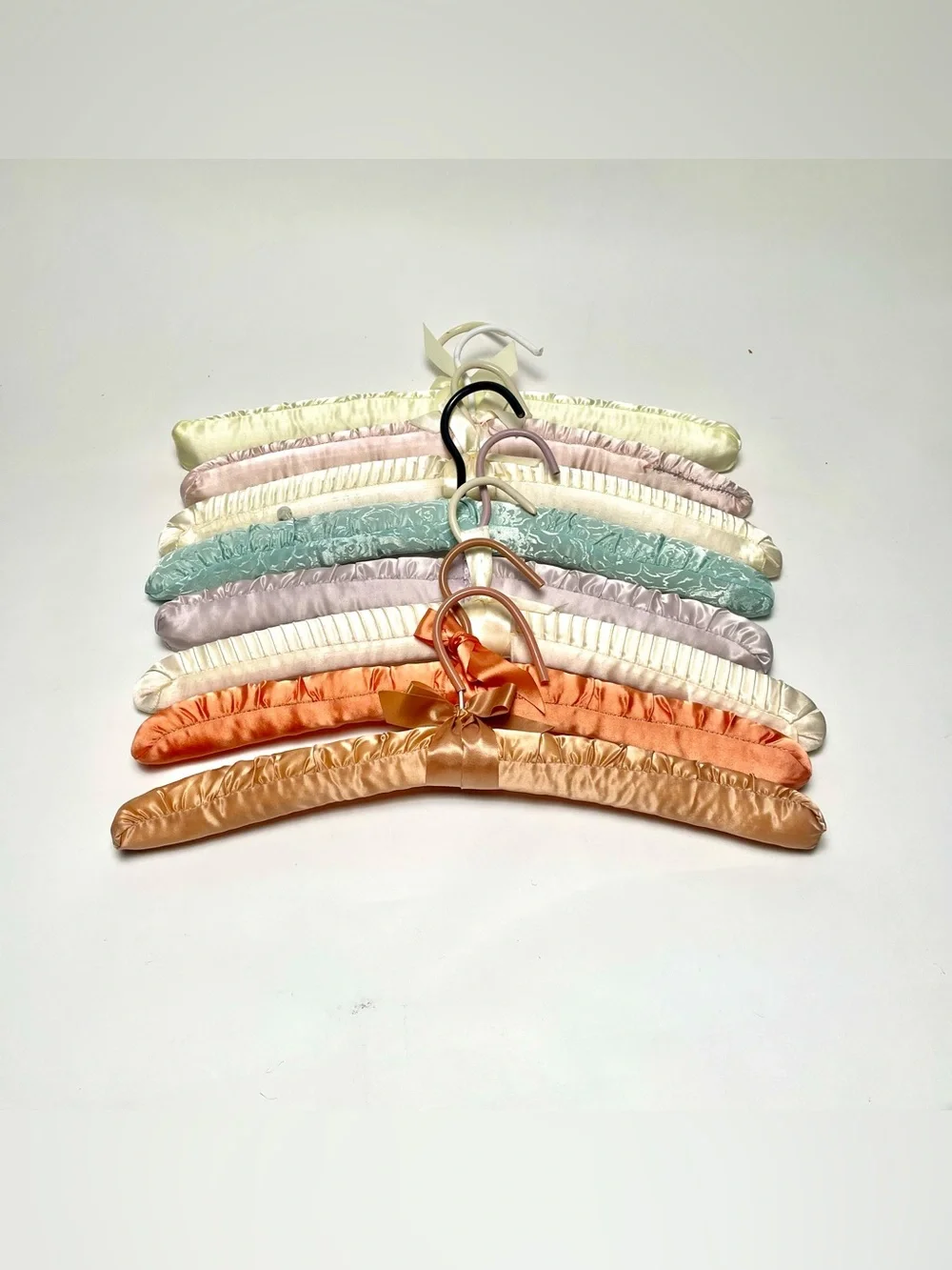 Vintage Padded Hangers Lot of 16 Satin Lace Crochet Velvet Paisley Ribbon Bows